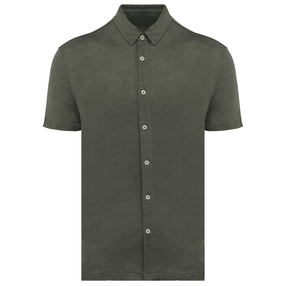 Leinen-Kurzarmhemd in Organic Khaki
