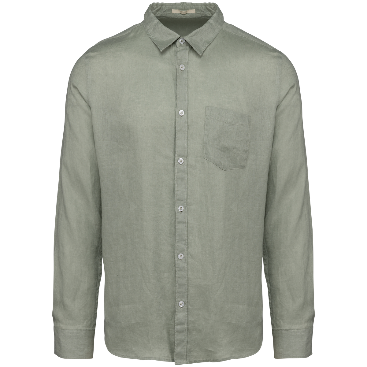 Klassisches Leinenhemd in Almond Green – Produktansicht