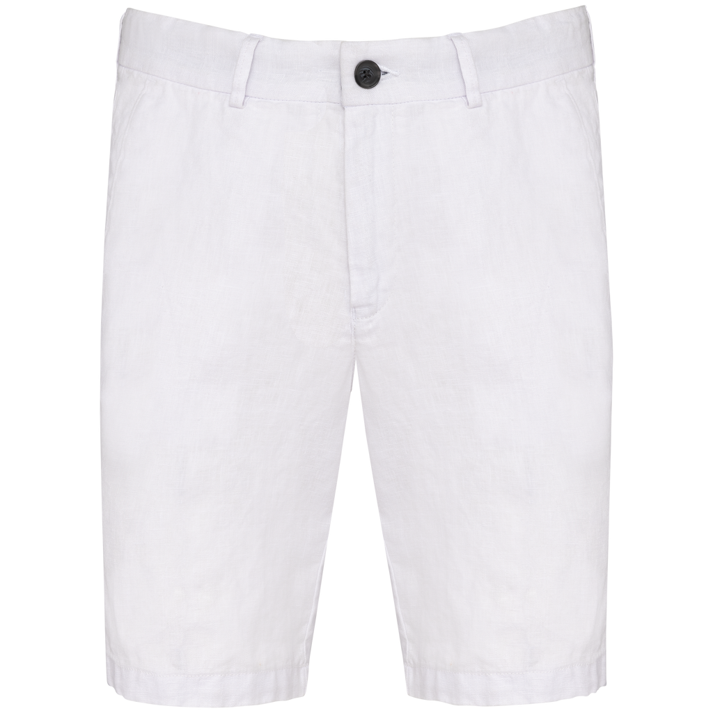 Leinen-Bermuda in White