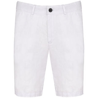 Leinen-Bermuda in White