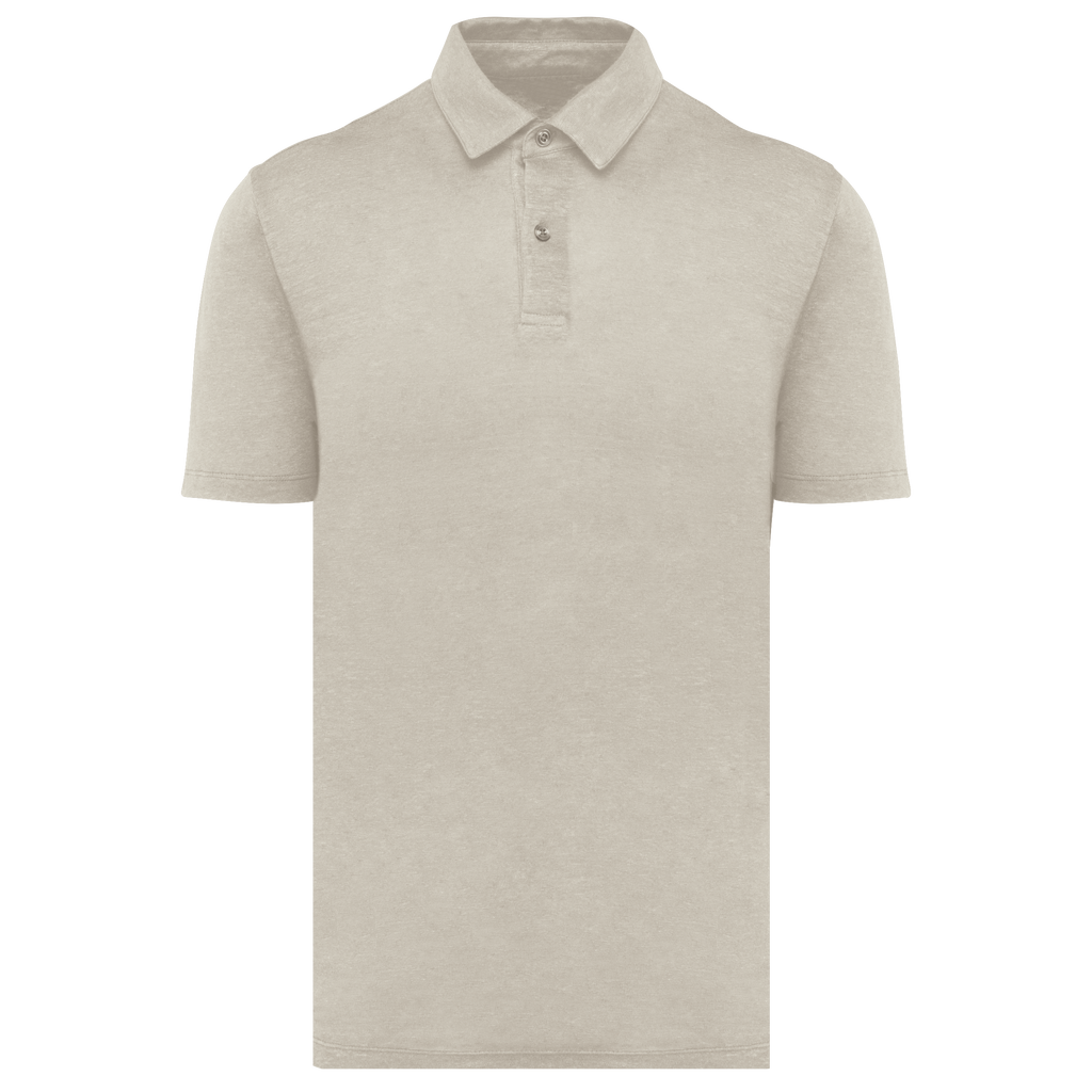 Strickpolohemd aus Leinen in Linen Sand