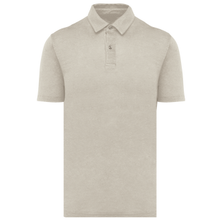 Strickpolohemd aus Leinen in Linen Sand