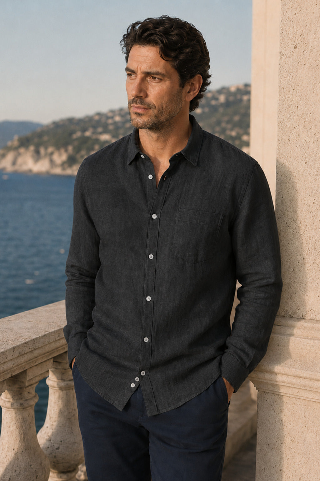 Klassisches Leinenhemd in Black – MIRESSARO Lifestyle