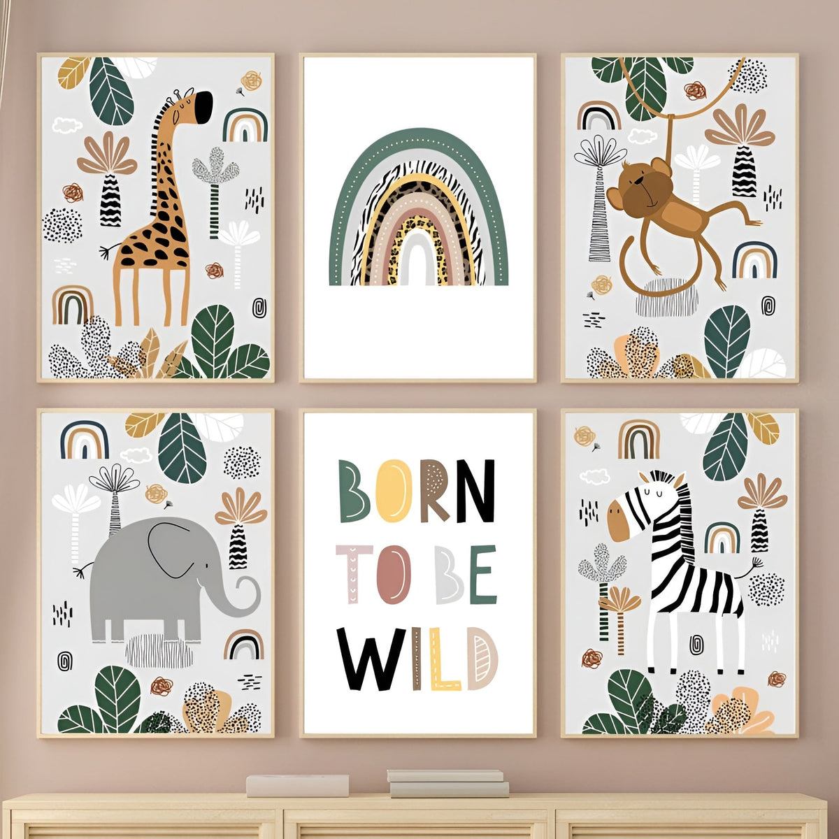 Poster Kinderzimmer Tiere Dschungel Wald · Name Personalisiert · Kinderzimmer Bilder · Wand Deko · Kunst Druck · Deko Print · ohne Rahmen