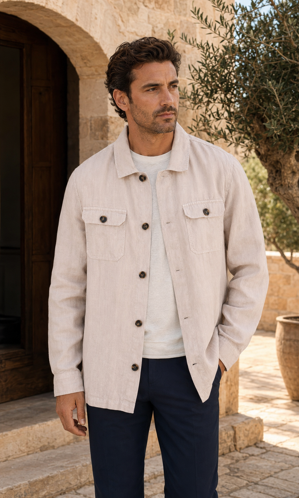 Leinen-Overshirt in Washed-Optik – MIRESSARO Lifestyle